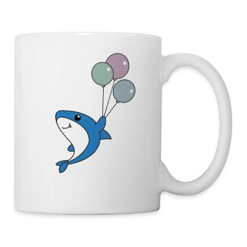 shark fish flies with balloons cute animals sharks - Mug - white - Right