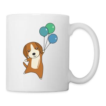 Le chien de Beagle s’envole avec des ballons - Mug blanc - blanc - Droite