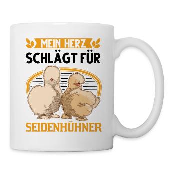 Mein Herz schlägt für Seidenhühner Seidenhuhn - Tasse - Weiß - Rechts