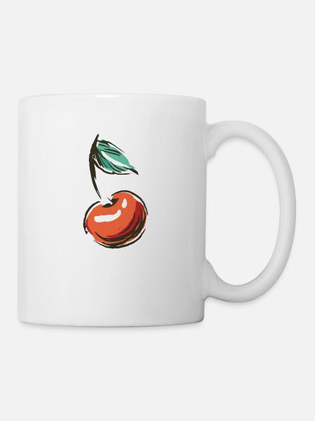 Kirsche Kirschen Sauerkirschen Obst Früchte Frucht - Tasse - Weiß