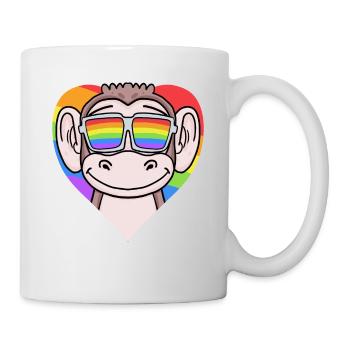 Cœur LGBT avec singe arc-en-ciel - Mug blanc - blanc - Droite