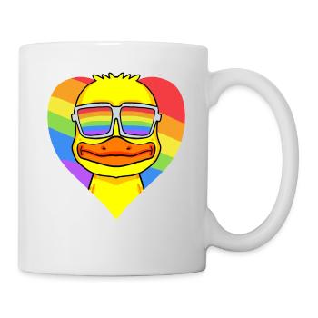 LGBT Herz mit Ente Regenbogen - Tasse - Weiß - Rechts
