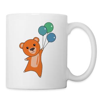 Bear orange flies with balloons cute animals bears - Mug - white - Right