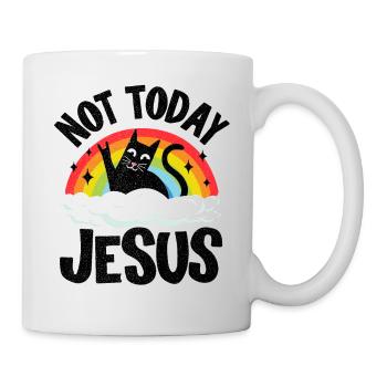 Heavy Metal Katze Regenbogen Retro Death Metal - Tasse - Weiß - Rechts