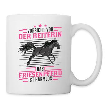 Friesenpferd Friese Vorsicht vor Reiterin - Tasse - Weiß - Rechts