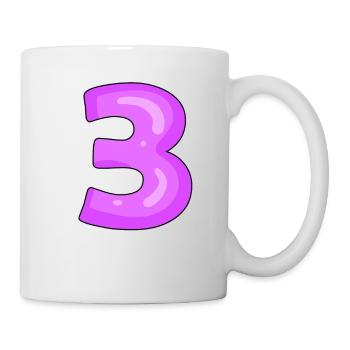 3 lila - Tasse - Weiß - Rechts