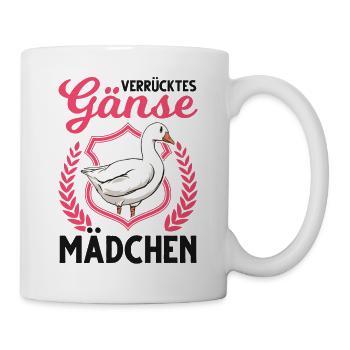 Verrücktes Gänse Mädchen Gans Gänsezüchter - Tasse - Weiß - Rechts