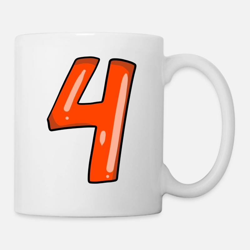 4 rot - Tasse - Weiß