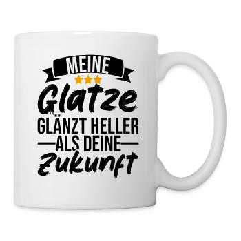 Glatze Glatzkopf Glatzenträger Geschenk - Tasse - Weiß - Rechts