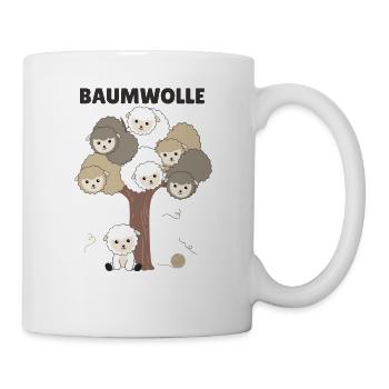 Baumwolle Schaf Wortspiel viele Schafe auf Baum - Tasse - Weiß - Rechts