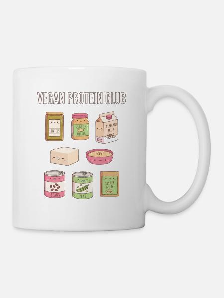 Süße vegane Protein Club Food Doodles - Tasse - Weiß