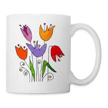 Blumen - Tasse - Weiß - Rechts