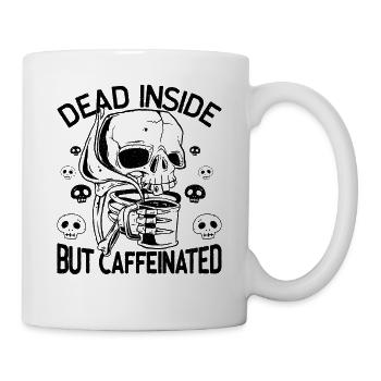 Dead Inside But Caffeinated squelette boit du café - Mug blanc - blanc - Droite