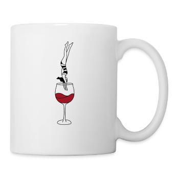 Wein Liebhaber Kopfsprung Vino Illustration Girls - Tasse - Weiß - Rechts