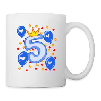 5ème Anniversaire Jeunes Ballons Couronne Étoiles - Mug blanc - blanc - Droite