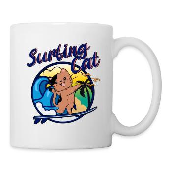 Surfing Kitten Cool cat loves surfing Funny - Mug - white - Right