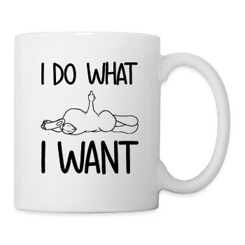 I Do What I Want Hase mit Mittelfinger - Tasse - Weiß - Rechts