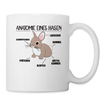 Anatomie eines Hasen lustige Kanninchen Erklärung - Tasse - Weiß - Rechts
