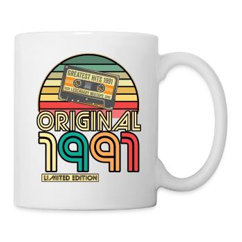 Cassette Bande Rétro Vintage 1991 30.Anniversaire - Mug blanc - blanc - Droite