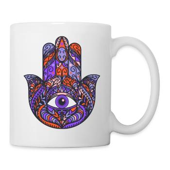 Lucky charm Khamsa hand of fatima or Myriam - Mug - white - Right