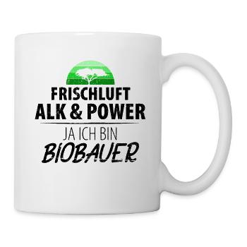 Bio Biobauer Grün Landwirt Bauer Landwirtschaft - Tasse - Weiß - Rechts
