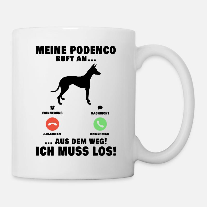 Mein Podenco ruft an Windhund Ibizan Hound - Tasse - Weiß