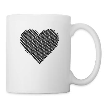 coeur noir coeur amour cadeau - Mug blanc - blanc - Droite