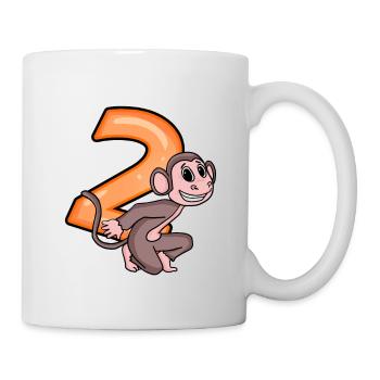 2 Jahre - Affe - 2. Geburtstag Motiv - Tasse - Weiß - Rechts