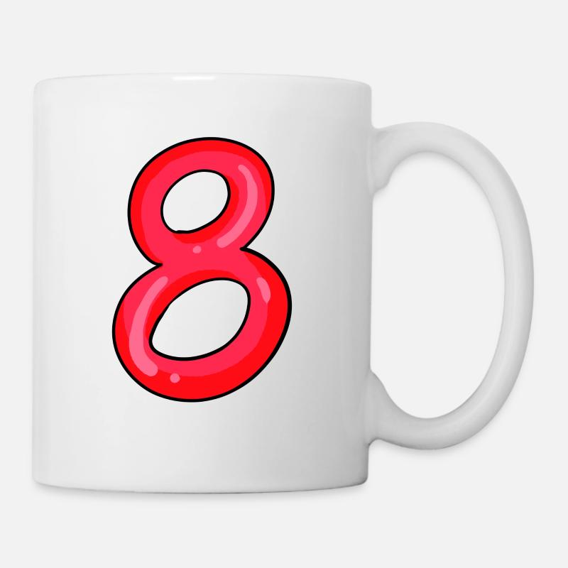 8 rot - Tasse - Weiß