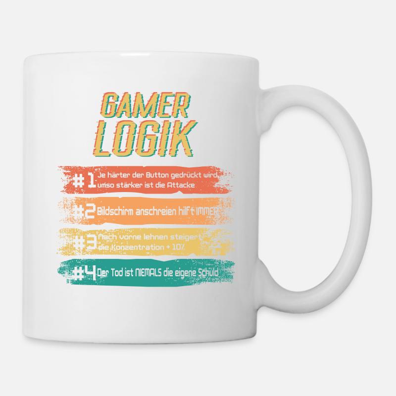 Gamer Logik PS 5 Computer PC Controller Zocker - Tasse - Weiß