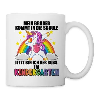 Mein Bruder Kommt In Die Schule Kindergarten Boss - Tasse - Weiß - Rechts