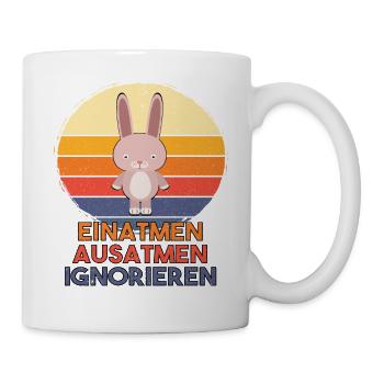 DER HASE ISST KAROTTEN UND IST ENTPANNT ALLEIN - Tasse - Weiß - Rechts