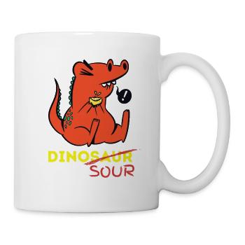 Lustiger Dino SOUR - Dinosaurier isst Zitrone - Tasse - Weiß - Rechts