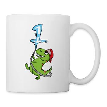 1er anniversaire de dinosaures pompiers cadeau - Mug blanc - blanc - Droite