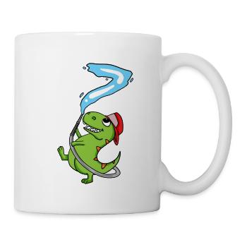 7ème anniversaire de dinosaures pompiers cadeau - Mug blanc - blanc - Droite