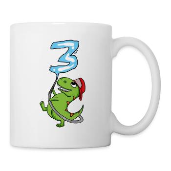 3ème anniversaire de dinosaures pompiers cadeau - Mug blanc - blanc - Droite