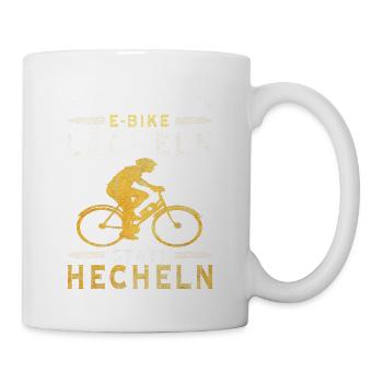 Lächeln statt hecheln Lustig Spruch Fahrrad E-Bike - Tasse - Weiß - Rechts