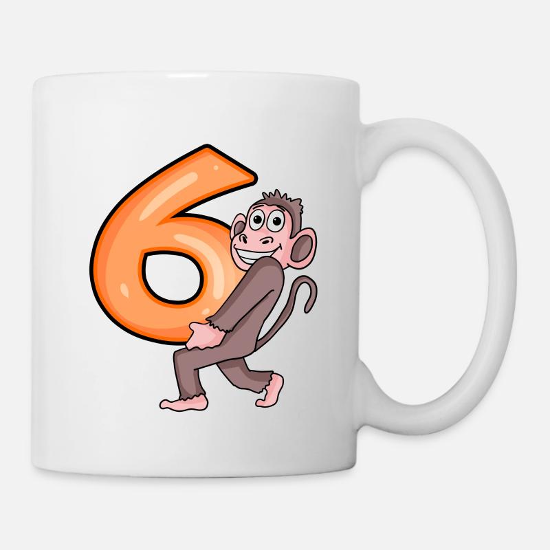 6ème anniversaire singe garçon 6 ans cadeau - Mug blanc - blanc