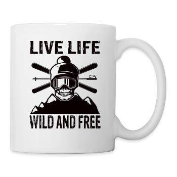 Geboren zum Skifahren - Tasse - Weiß - Rechts