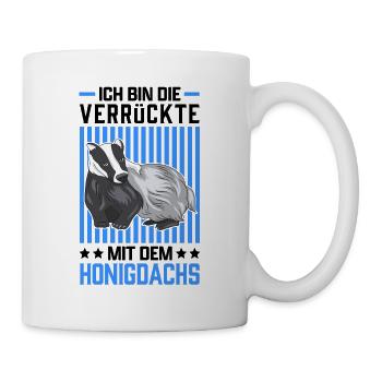 Honigdachs die Verrückte Dachs Marder Geschenk - Tasse - Weiß - Rechts