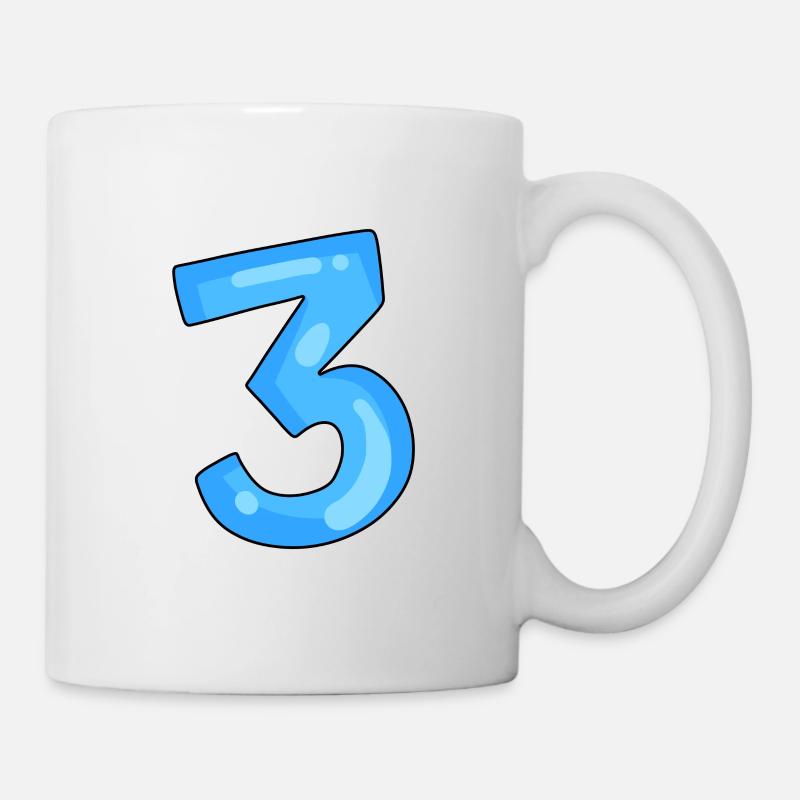 Zahl 3 Blau - Tasse - Weiß