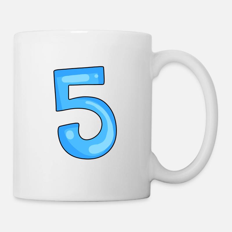 5 Blau - Tasse - Weiß