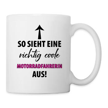 Motorrad Bikerin Motorradfahrerin Damen - Tasse - Weiß - Rechts