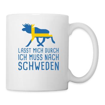 Lasst Mich Durch Schweden Sverige Elch Urlaub - Tasse - Weiß - Rechts