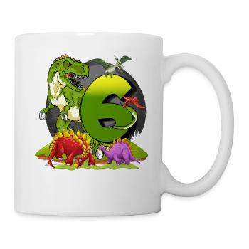Geschenk-Dinosaurier Geburtstag 6 Jahre Junge - Tasse - Weiß - Rechts