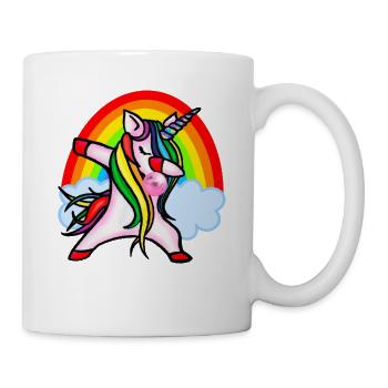 Dabbing Unicorn with Chewing Gum Rainbow dabbing - Mug - white - Right
