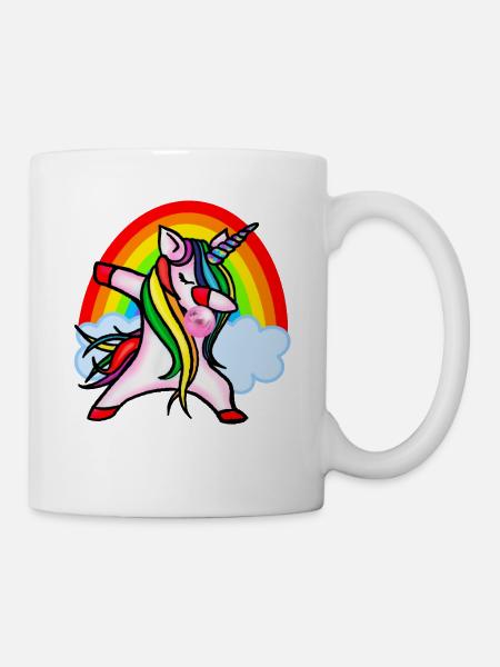 Dabbendes Einhorn mit Kaugummi Regenbogen dabbing - Tasse - Weiß
