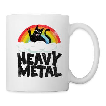 Heavy Metal Katze Regenbogen Retro Death Metal - Tasse - Weiß - Rechts
