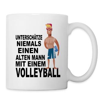 Unterschätze Niemals Einen Alten Mann Volleyball - Tasse - Weiß - Rechts