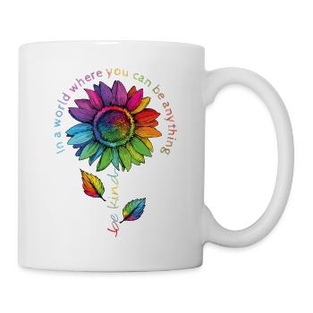 Be Kind LGBTQ Regenbogen Sonnenblume Blume CSD - Tasse - Weiß - Rechts